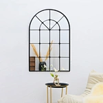 black arched mirror hobby lobby mirror of Victoria Arched Iron Frame Metal Mirror in living room